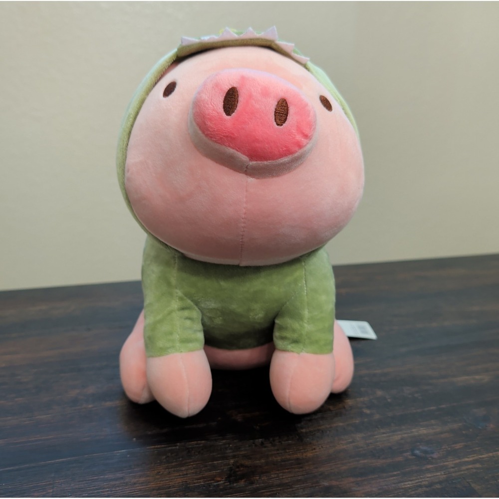 Miniso Sitting Piglet Plush Toy With Dinosaur Hoodie 11" Plush NWT